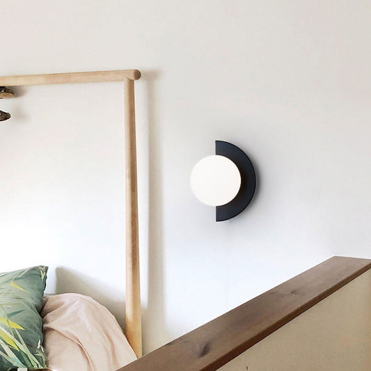 Modern Glass Globe Wall Sconce – Colorful Semi-Circle LED Wall Light for Bedroom, Living Room & Hallway