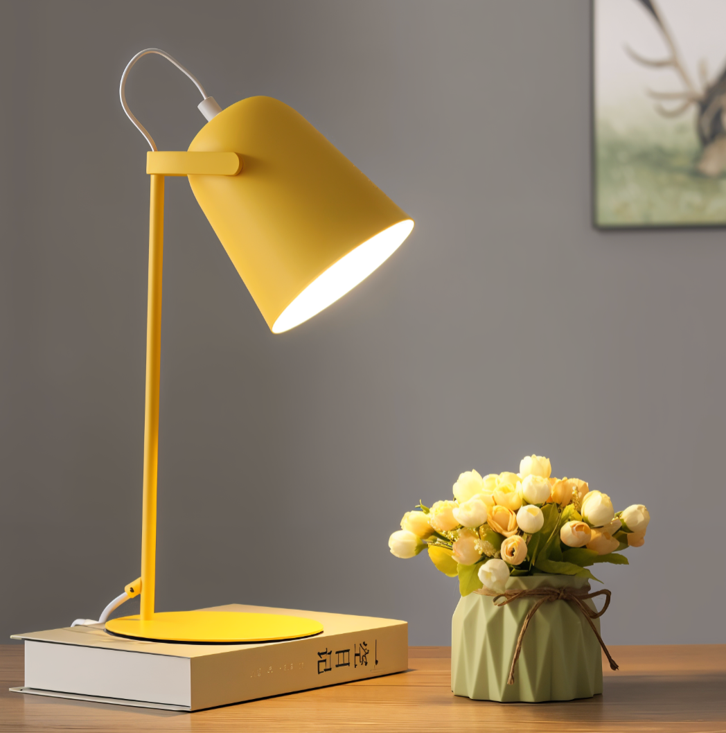 Macaron Tischlampe - Skandinavische gelbe Schreibtischlampe - Verstellbare Lampe