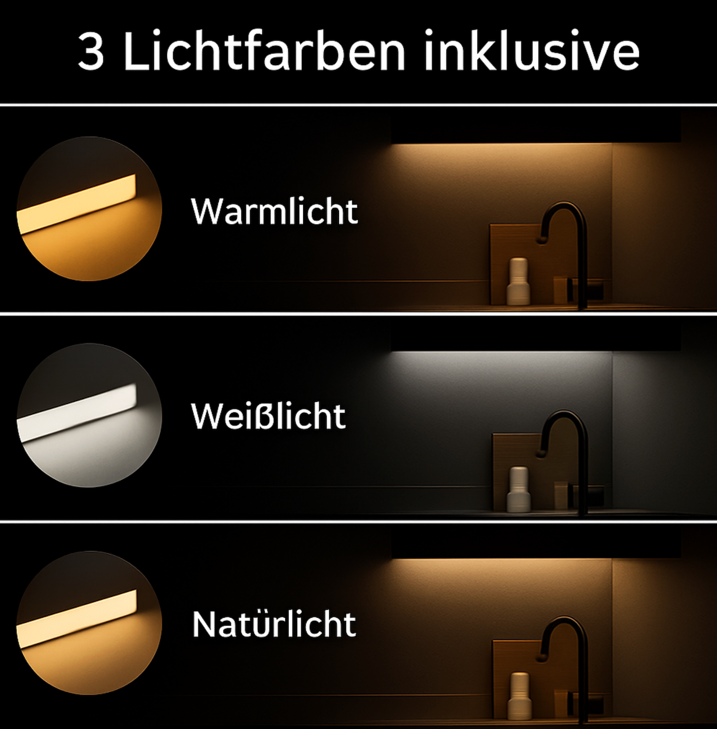 LumiKitchen - LED Unterbauleuchte Küche mit Bewegungsmelder - Kabellos und Dimmbar