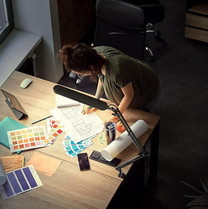 LED Desk Lamp with Clamp - Eye-Caring Desk Light - 5 Color Modes - 11 Brightness Levels - Adjustable Swing Arm