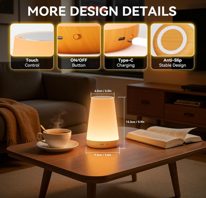 Rechargeable LED Touch Table Lamp – Portable Dimmable Night Light with Color Changing, USB Charging, Eye-Caring Bedside Lamp for Bedroom, Nursery & Home