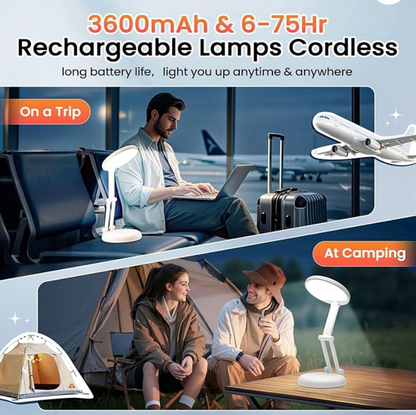 Rechargeable LED Desk Lamp – Portable Dimmable Study Light with Touch Control, Adjustable Brightness, Eye-Caring Reading Lamp for Home Office, Students & Bedroom