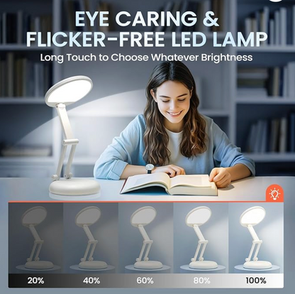 Rechargeable LED Desk Lamp – Portable Dimmable Study Light with Touch Control, Adjustable Brightness, Eye-Caring Reading Lamp for Home Office, Students & Bedroom