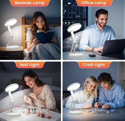 Rechargeable LED Desk Lamp – Portable Dimmable Study Light with Touch Control, Adjustable Brightness, Eye-Caring Reading Lamp for Home Office, Students & Bedroom