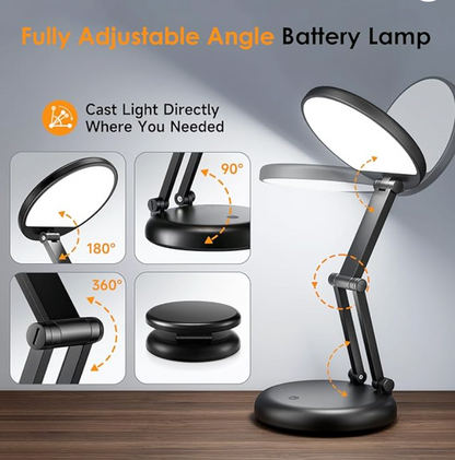 Rechargeable LED Desk Lamp – Portable Dimmable Study Light with Touch Control, Adjustable Brightness, Eye-Caring Reading Lamp for Home Office, Students & Bedroom