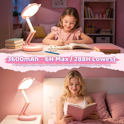 Rechargeable LED Desk Lamp – Portable Dimmable Study Light with Touch Control, Adjustable Brightness, Eye-Caring Reading Lamp for Home Office, Students & Bedroom