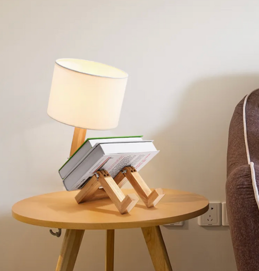 Modern Wooden Table Lamp – Minimalist Bedside Desk Lamp for Bedroom, Living Room & Office