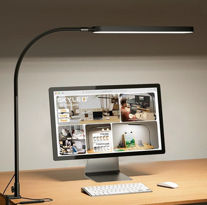 LED Desk Lamp with Clamp - Eye-Caring Desk Light - 5 Color Modes - 11 Brightness Levels - Adjustable Swing Arm