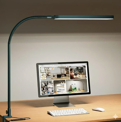 LED Desk Lamp with Clamp - Eye-Caring Desk Light - 5 Color Modes - 11 Brightness Levels - Adjustable Swing Arm